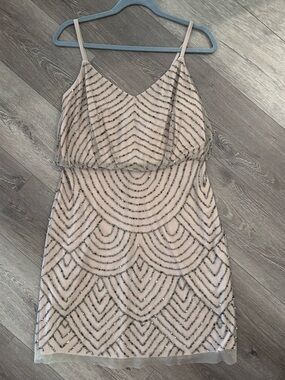 Adrianna Papell Blouson Beaded Dress - size 14